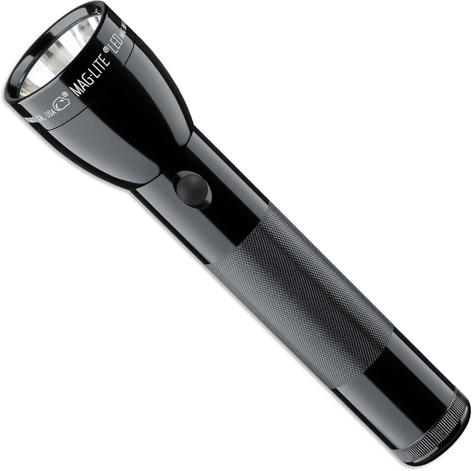 MagLite Battery-Powered LED Flashlight – ML300L 2-Cell D Flashlight with Adjustable Focus, Precise Beam, Long Battery Life, Water-Resistant for Emergency, Outdoor, and Camping