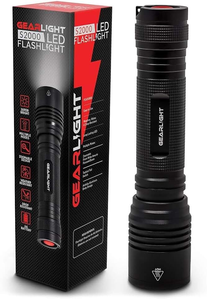 LED Flashlight High Lumens, Tactical Flashlight Battery Powered (Batteries Not Included), Bright Handheld Flashlight for Camping, Hunting, Home, Security, Hiking, Walking at Night &amp; Emergency Use