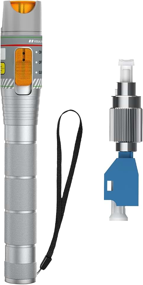Fiber Optic Visual Fault Locator Kit, VFL Pen for Fiber Cable Test, Red Light Finder for Single Mode and Multimode Cable, Compatible with SC ST FC LC Connectors, Network Maintenance Test Tool