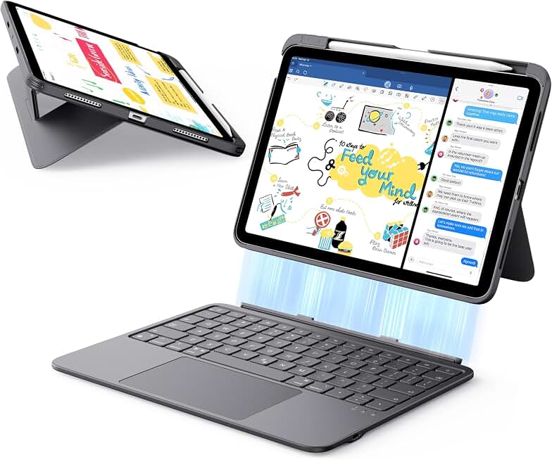 ESR for iPad (A16) 11th/10th Gen Case with Keyboard, Ultra-Light | Magnetic Detachable Keyboard Case, Stable Stand for Writing, Large Trackpad, Flex Series, Dark Gray