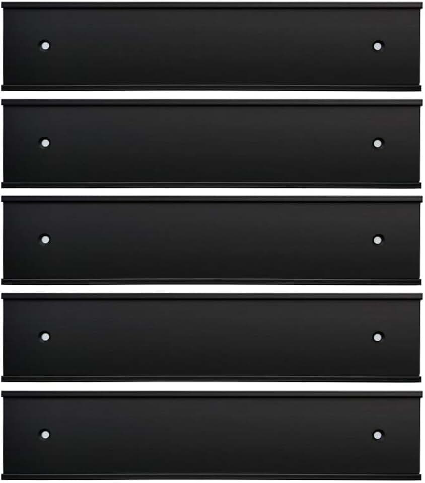 Nameplate Holder Wall or Door 5Pack Black 2“ × 8” | Thickened Office Name Plate Wall Mount with Double Sided Tape,Fits Standard Size