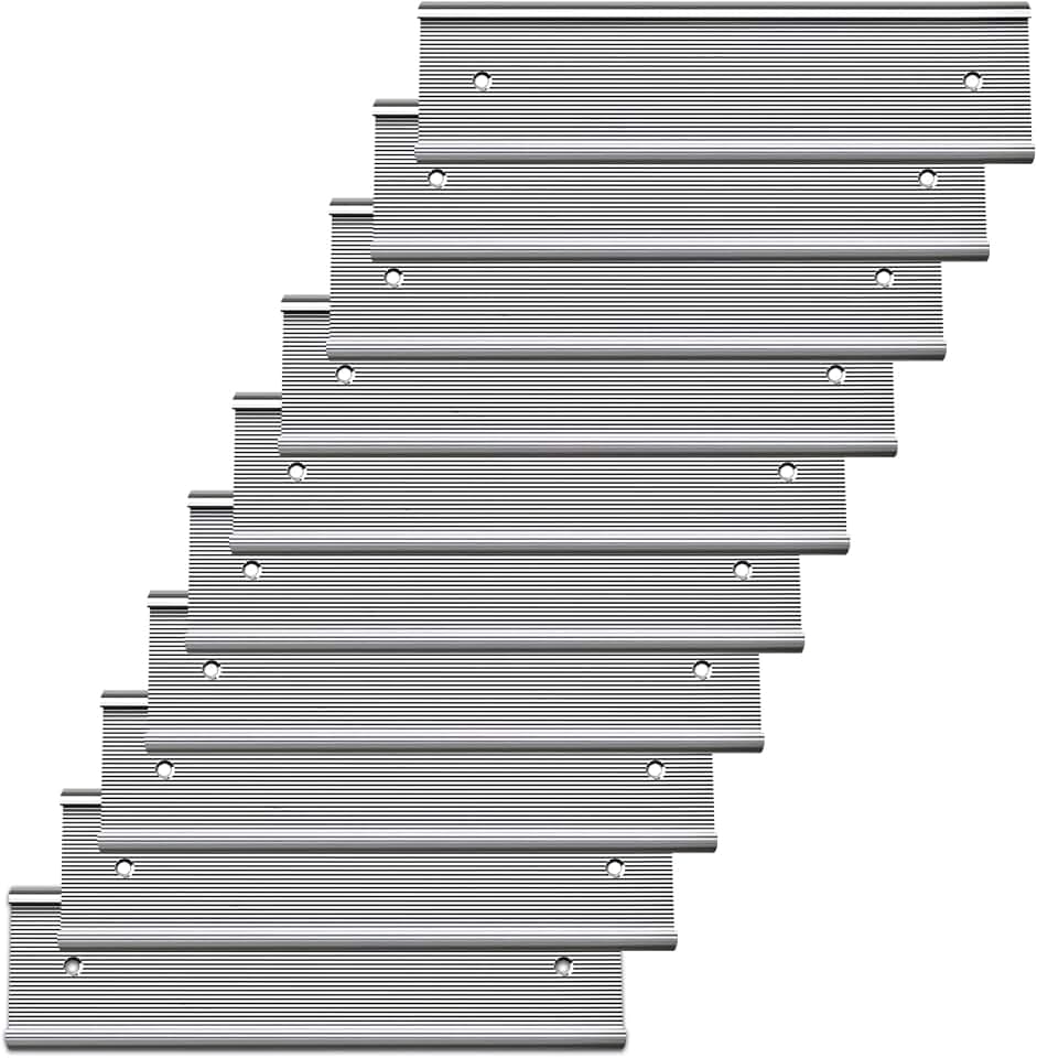 SINYUDUN 10 Pack 2” x 8”Aluminum Name Plate Holders for Door or Wall | Office Wall Mount Name Plate Holder with Textured Design and Double Sided Tape, for Office, Business, Meeting Room (Silver)