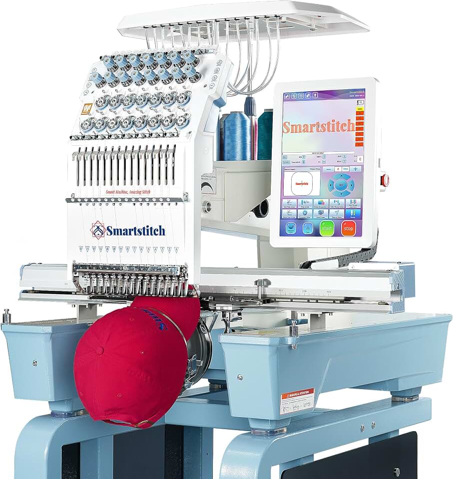 Smartstitch S1501 Plus Beast Embroidery Machine with 15 Needles,24"x16" Large Embroidery Area,1200SPM Max Speed,12" Touch Screen, Wifi available, capable of embroidering on Cap, T-shirt, Flat and more