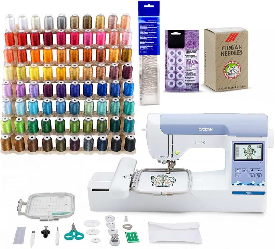 Brother Elite PE900 Large Embroidery Machine Bundle | Thread, Wireless LAN, (5 items)
