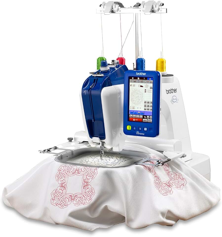 Brother PRS100 Single Needle Embroidery Machine Free Arm | 4-Spool Thread Stand, Free Arm Embroidery