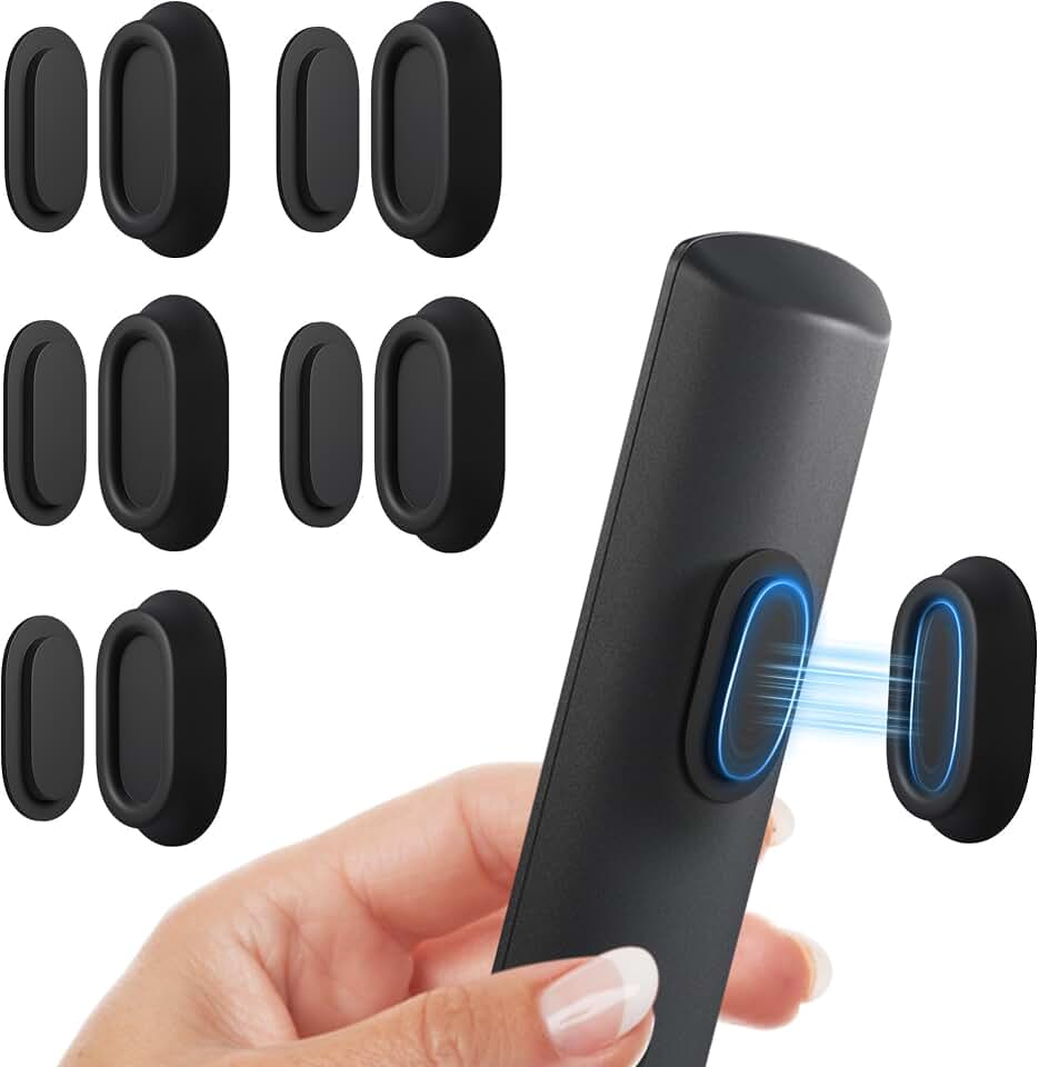 Magnetic Remote Control Holder Wall Mount for TV/Fan, 5Pack-Black | No Drill Self-Adhesive TV Remote Holder for Bed, Silicone Remote Caddy, Bedside Organizer, RV Accessories Global Recycled Standard