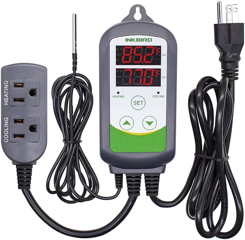 Inkbird ITC-308 Digital Temperature Controller Thermostat | 110V 10A 1100W 2-Stage Outlet with Heating and Cooling Mode for Carboy Homebrew Fermenter Greenhouse Terrarium Global Recycled Standard