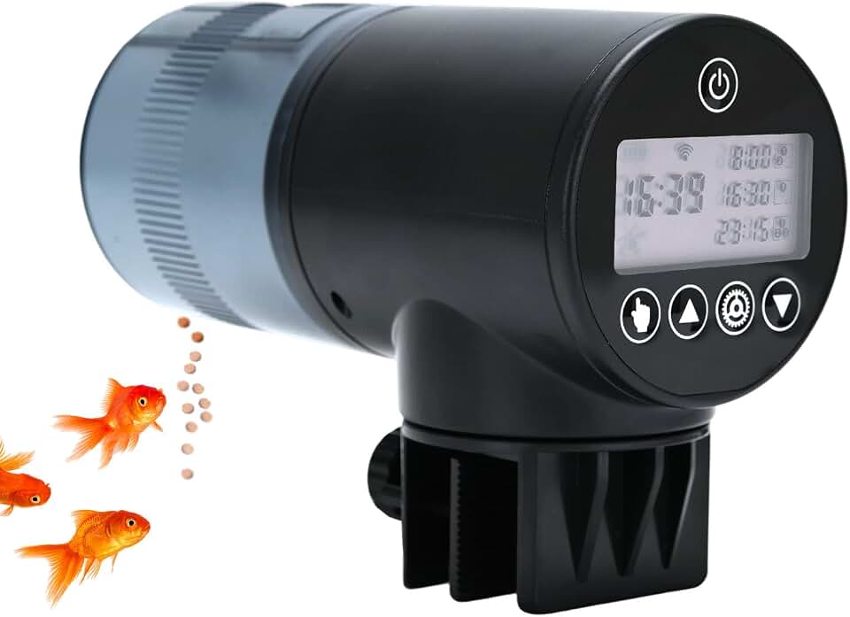 WiFi Automatic Fish Feeder (2.4GHz Only), Smart Fish Feeder with Timer &amp; App Control, 3 Ports Dry Food Dispenser for Aquarium/Tank, Ideal for Vacation &amp; Daily Use