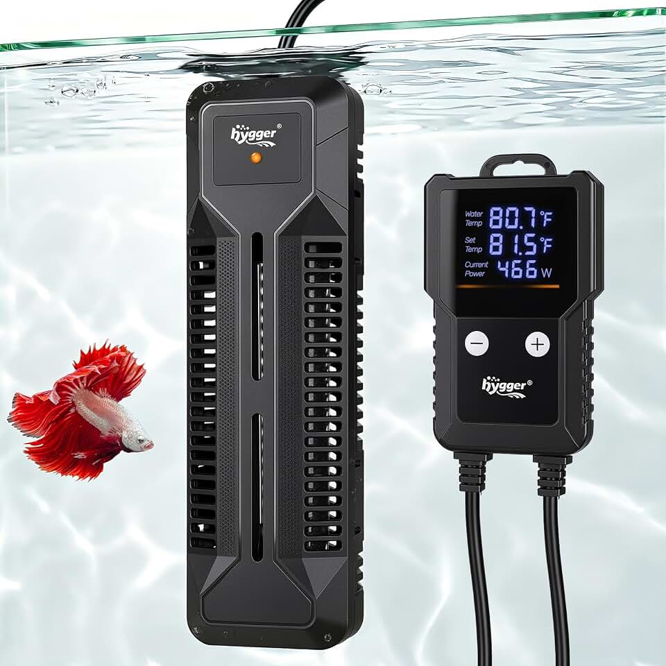 hygger Submersible Aquarium Heater 300W with Smart Inverter Technology, External Digital Controller Adjustable Temperature, Overheat &amp; Run Dry Protection for 40-80 Gallon Freshwater &amp; Saltwater Tanks