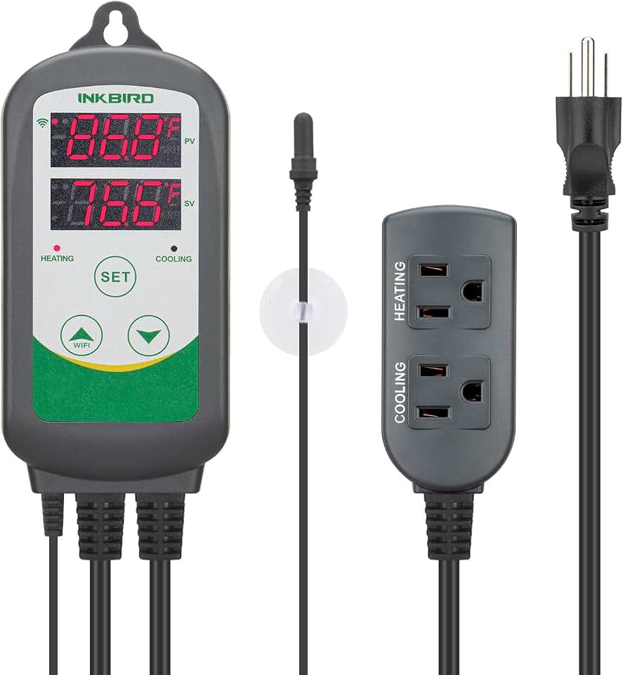 Inkbird WiFi ITC-308 Digital Temperature Controller Aquarium Thermostat for Aquarium Heater and Cooler, with Waterproof Sensor.