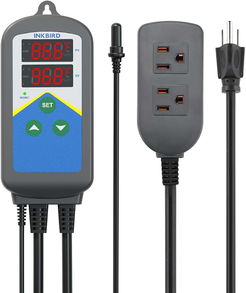 Inkbird Digital Outlet Heat Temperature Controller with Day Night Control for Brewing Aquarium Breeding Reptiles Hatching Heat Mat