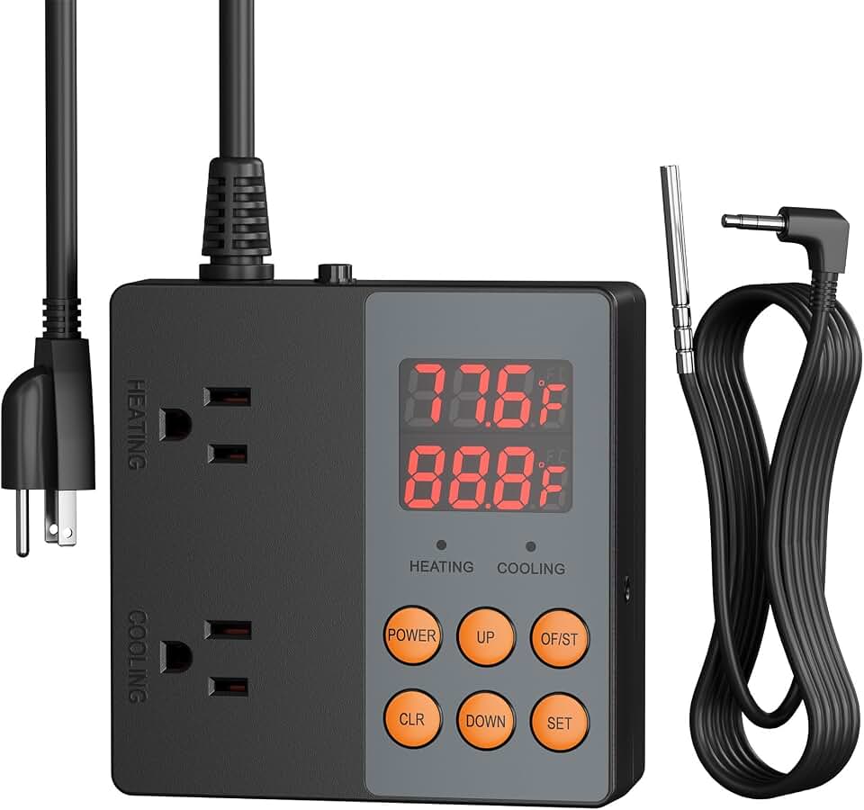 BN-LINK Temperature Controller Smart WiFi Thermostat for Heating Cooling | Works with Alexa and Google Home, 2-Stage Temp Controller Outlet for Reptiles Carboy Homebrew Fermenter, -58-230℉, 15A/1875W