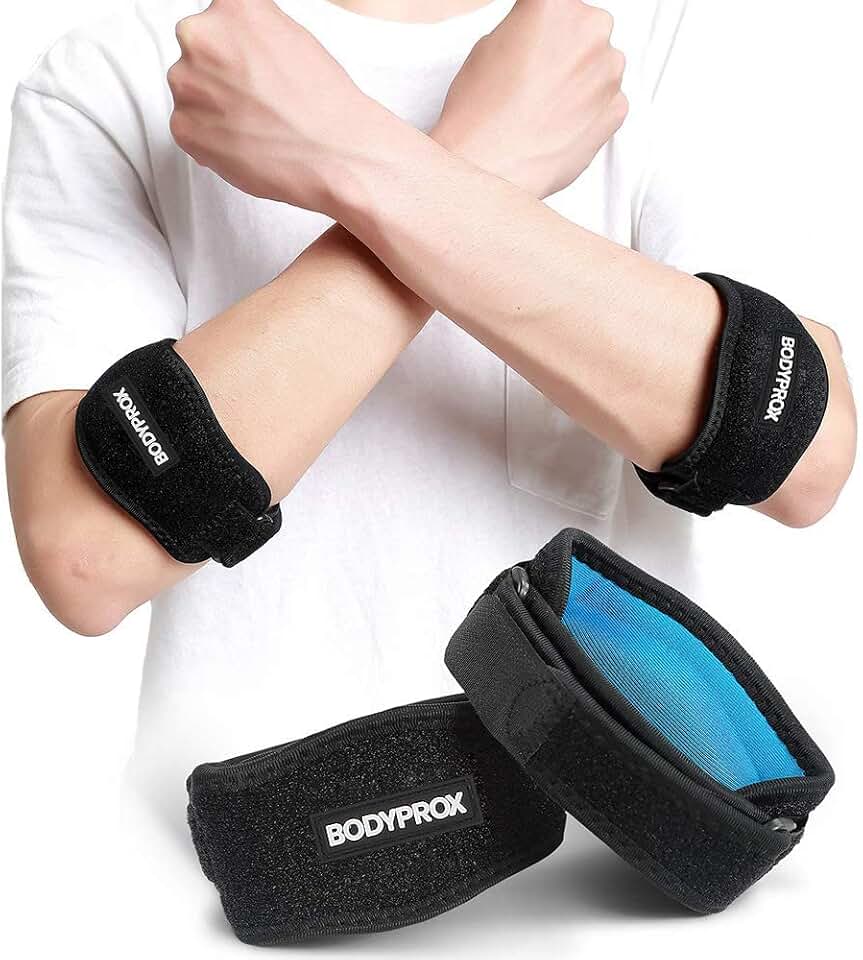 Bodyprox Elbow Brace 2 Pack for Tennis &amp; Golfer's Elbow Pain Relief | Adjustable compression strap helps ease forearm stress from sports, workouts, work, and daily tasks. OEKO-TEX STANDARD 100