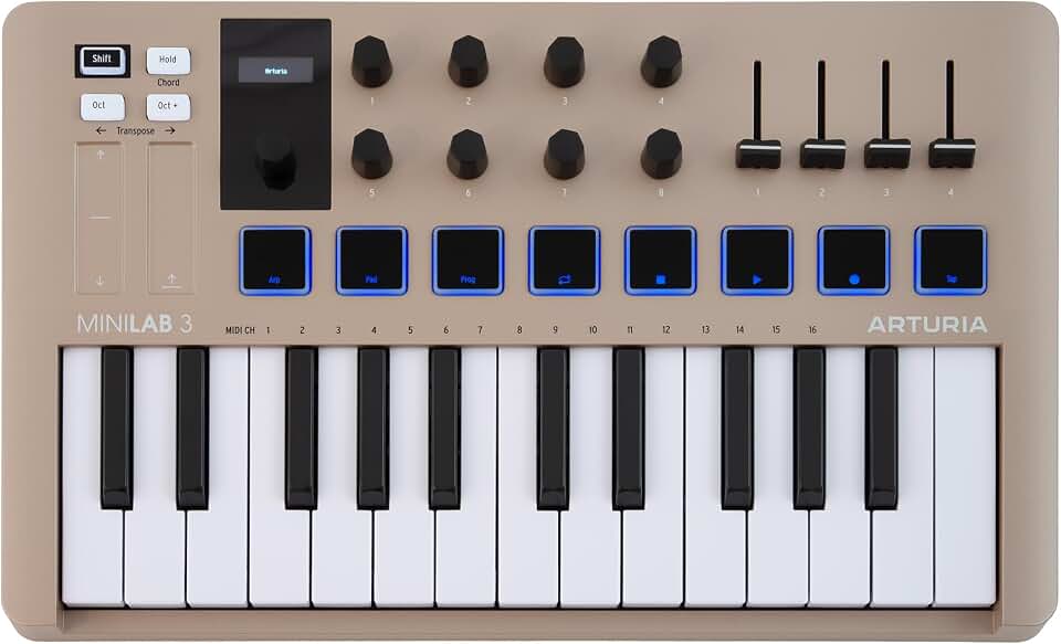 Arturia MiniLab 3 Universal MIDI Controller, Champagne