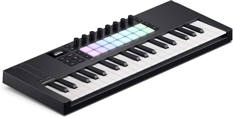 Novation Launchkey Mini 37 MK4 USB MIDI Keyboard Controller | USB, 37 Mini Synth-Action Keys, 16 Pads with Polyphonic Aftertouch, OLED Display, Scale and Chord Modes, Arpeggiator, MIDI