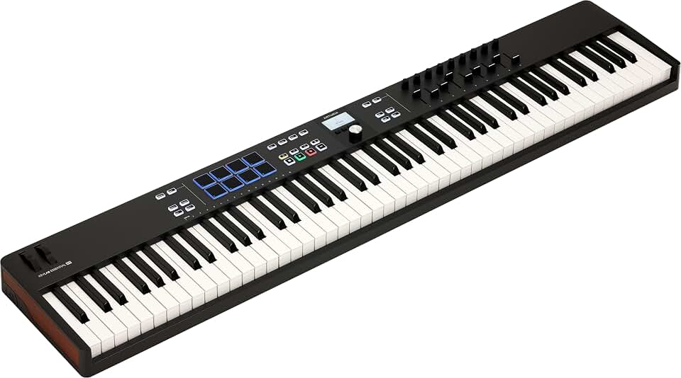 Arturia KeyLab Essential mk3 USB MIDI Keyboard Controller, 88 Key - Black | Scale Chord and Arpeggiator modes, deep DAW integration, 2000 Analog Lab V presets, RGB-backlit velocity and pressure pads