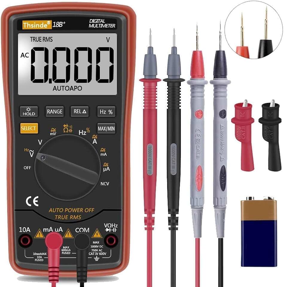 Auto Ranging Digital Multimeter TRMS 6000 | Comes with Battery Alligator Clips Test Leads AC/DC Voltage/Account,Voltage Alert, Amp/Ohm/Volt Multi Tester/Diode