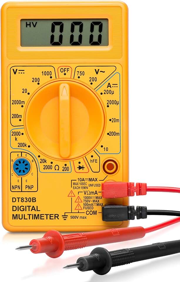 HILTEX 40508 Digital Multimeter Diode &amp; Transistor Tester AC DC Volt Test Voltmeter, Automotive Multimeter Meter Tester, Measure Voltage Test, Car Battery Tester, Analog Multimeter Kit, Volt Meter