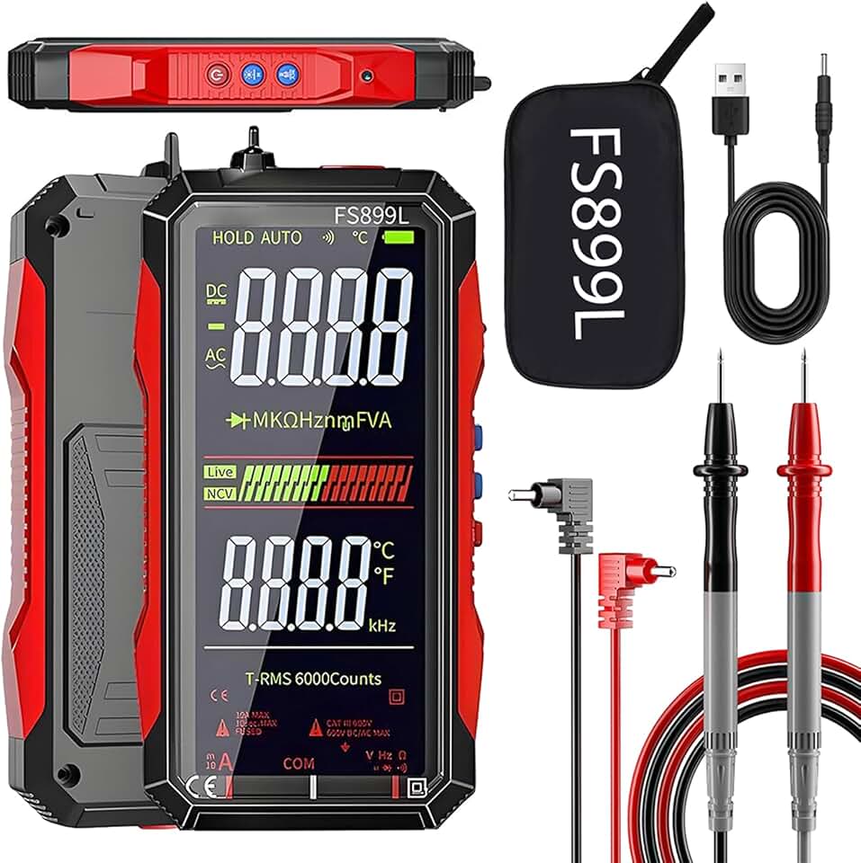 USB Rechargeable Digital Multimeter, 2026 Upgraded Fs899l Multimeter, Automatic Digital Display Multimeter Tester for Home and Industrial Electrical Issues, Multimeter Tester (FS899L)