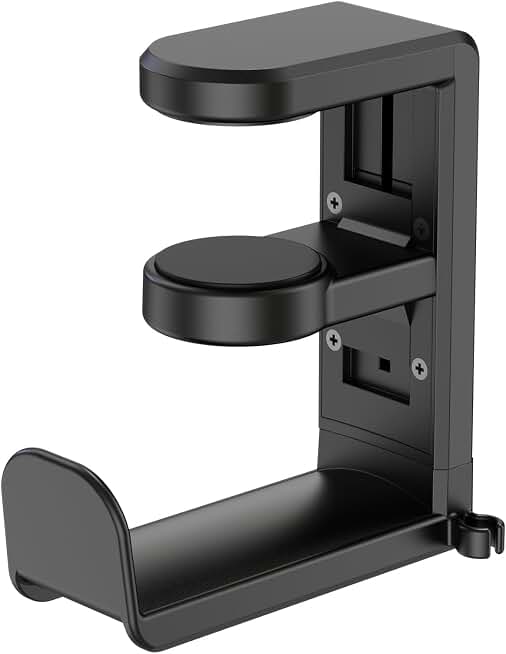 EURPMASK Rotating Headphone Stand,Adjustable Clamp-on Headset Holder Hanger | 360 Degree Swivel,Headset Hook Under Desk,No Residue,Cable Organizer,Soft Rubber Pads,Keep Headphones Secure&amp;Desk Tidy,Black ClimatePartner certified