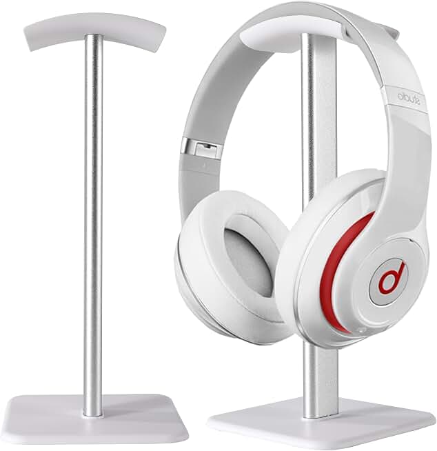Sleek Modern Headphone Stand for Desk - Easy Assembly &amp; Disassembly - Exquisite Craftsmanship Headset Holder for All Type PC Wireless Gaming Headset (White)