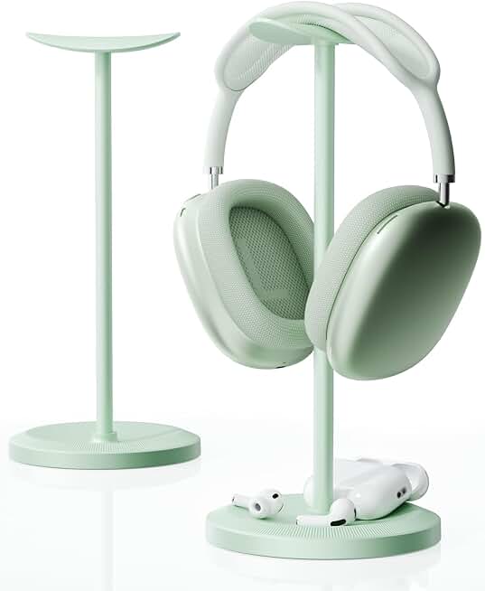 Headphone Stand, Desktop Headset Holder, Green | Earphone Stand, Gaming Headphone Hanger, Enlarged Headrest Heavy Base, Office Desk Accessories for All Headphones Size