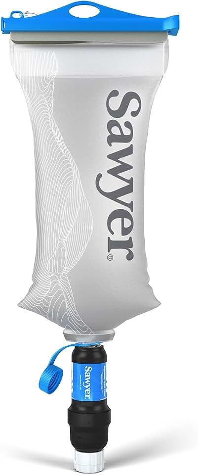 Sawyer Squeeze Water Filtration System, Cnoc Premium 2 Liter Bladder, Clear
