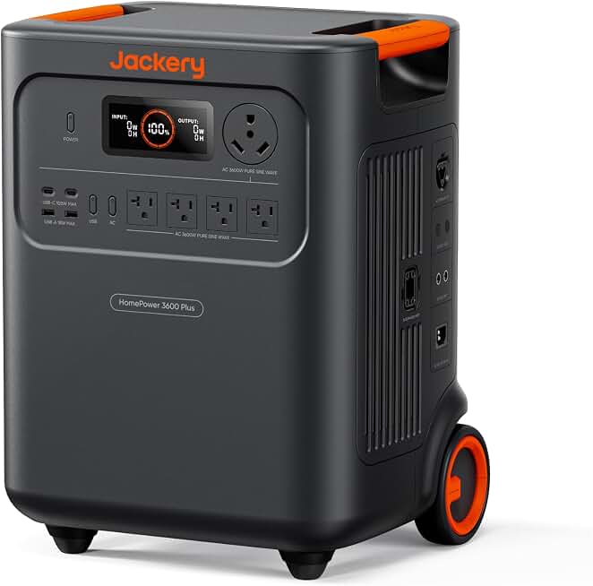 Jackery HomePower 3600 Plus Portable Power Station, 3600W AC Output, 3584Wh LFP Solar Generator, Expandable up to 21kWh, Essential Home Backup for Home Use, Emergencies, RV (Solar Panel Optional)