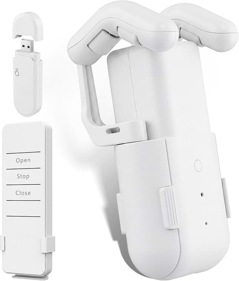 Automatic Curtain Opener, Upgrade Remote Contro,Compatible with Alex | Smart Curtain Opener,Compatible with Google Home ,Compatible Roman T/U/Tracks,Easy Install,Suitable for Home Office Elderly