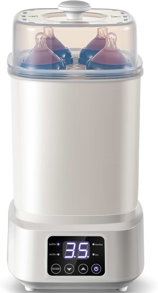 Baby Bottle Steamer and Dryer: 8 in 1 Compact Electric Steam - Portable for Travel and Home Use - for Baby Bottles Pacifiers Breast Pump Parts and Other Newborn Essentials BPA Free Auto Shut Off