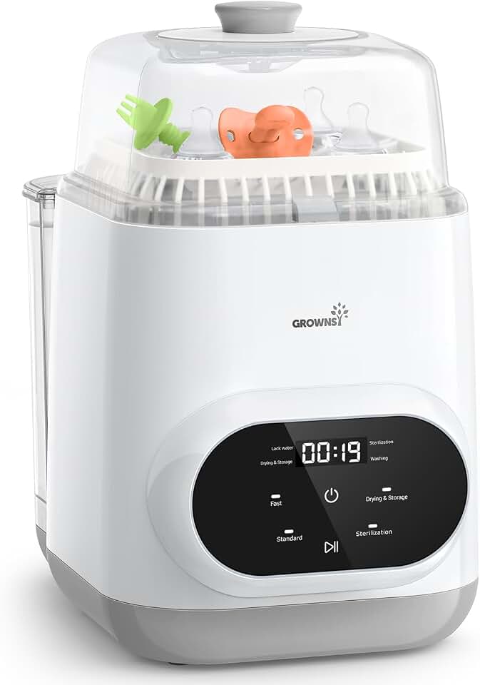 Grownsy EaseClean Bottle Washer All-in-One Washer and Sterilizer and Dryer | Thoroughly Cleans Bottles, Pump Parts &amp; Baby Essentials, Effortlessly Washes, Sterilizes &amp; Dries - No Hand Washing Required Global Recycled Standard