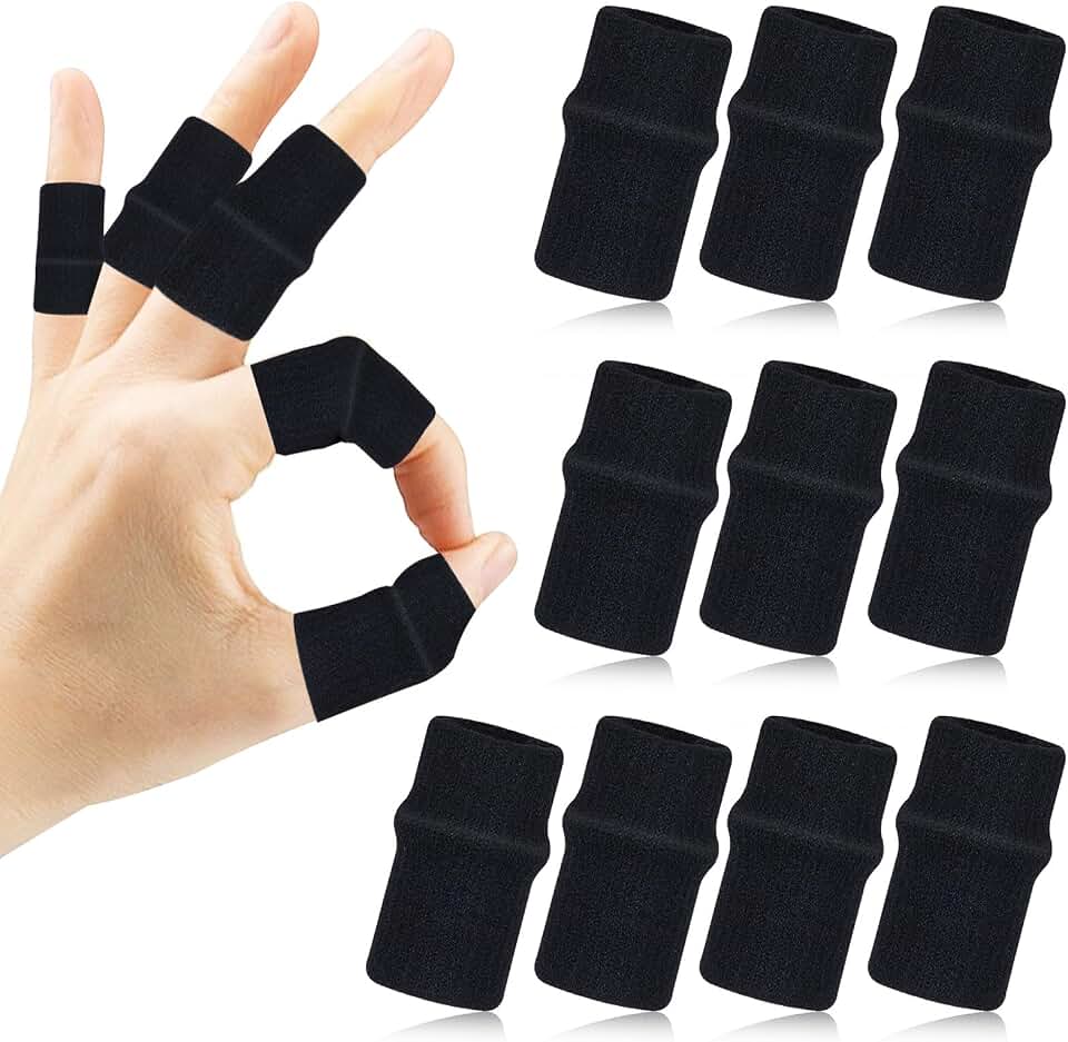 10 Pcs Black Finger Sleeves, Breathable Finger Brace | Compression Support for Arthritis, Thumb Splint for Relief Support Protector and Reliving Pain
