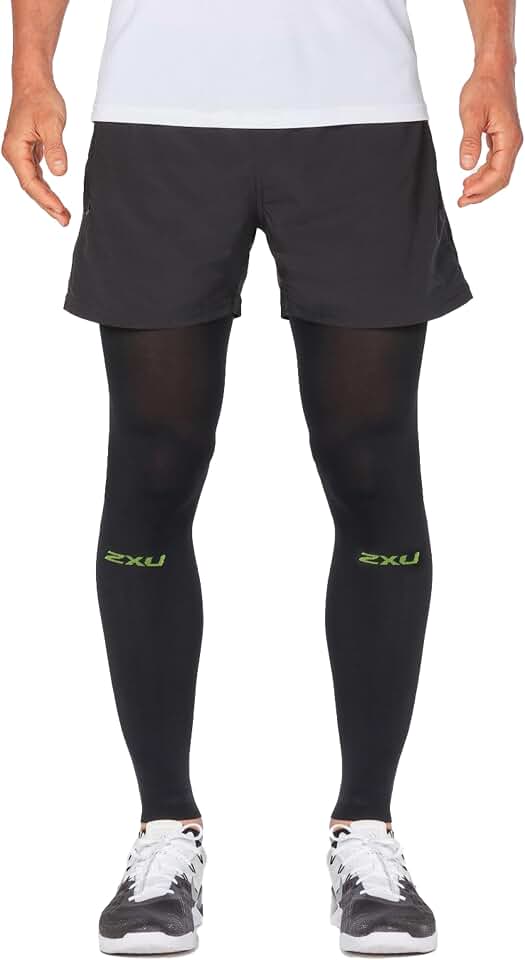 2XU Unisex Recovery Flex Leg Sleeves, Graduated Compression Support for Quads, Hamstrings &amp; Calves - Black/Nero