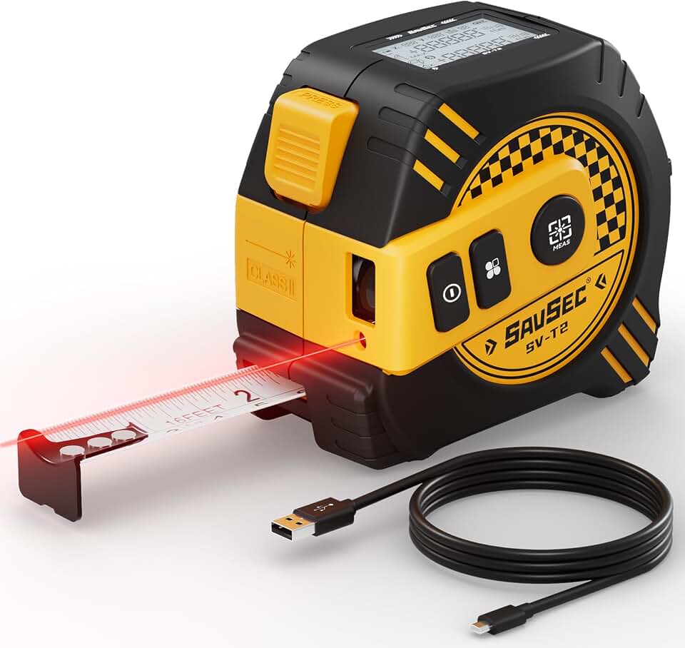 Laser Tape Measure 2-in-1, 132Ft Laser Measurement Tool &amp; 16Ft Measuring Tape, Digital Laser Tape Measure, Self-Locking