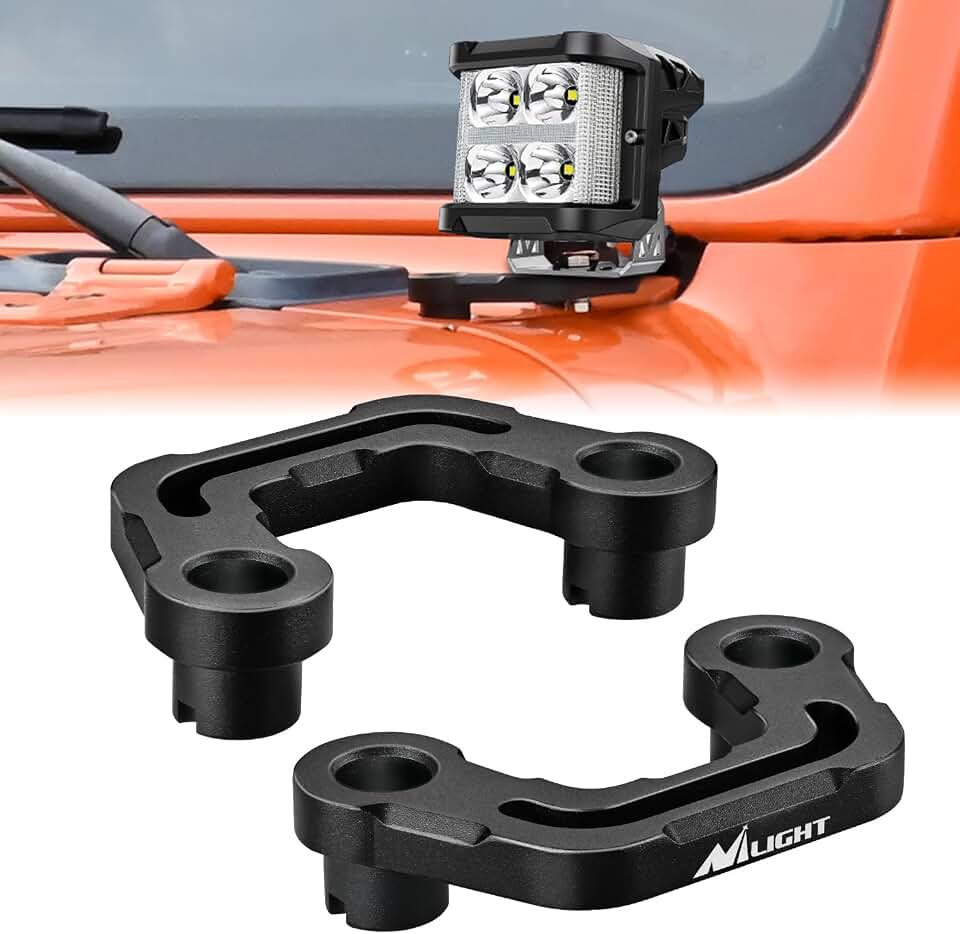 Nilight Hood Light Brackets for Wrangler JL/JLU 18-25, Gladiator JT 20-25 | for 2018-2025 Jeep Wrangler JL JLU, 2020-2025 Gladiator JT, A-Pillar Auxiliary Offroad LED Pods Mounting