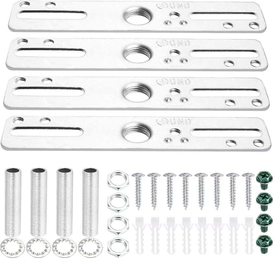 4" Ceiling Light Fixture Mounting Bracket Kit, 4Pcs Universal Lamp Crossbar Hardware Set for Chandelier &amp; Wall Lights, Silver