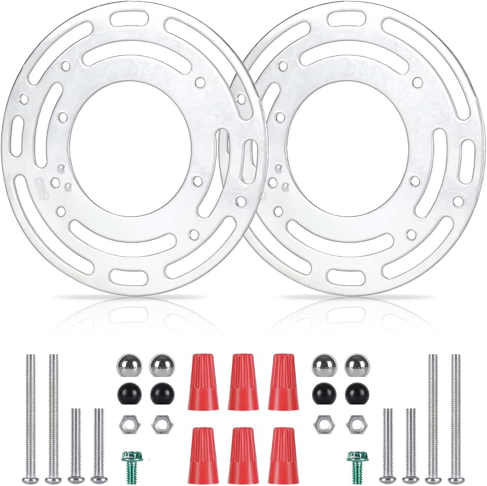 2 Pack Light Fixture Mounting Brackets, Ceiling Light Mounting Plate, Wall Lights Mount Blocks with Screw and Nuts, 4” Round Junction Box Adaptor for Wall Sconce, Chandelier, Pendant