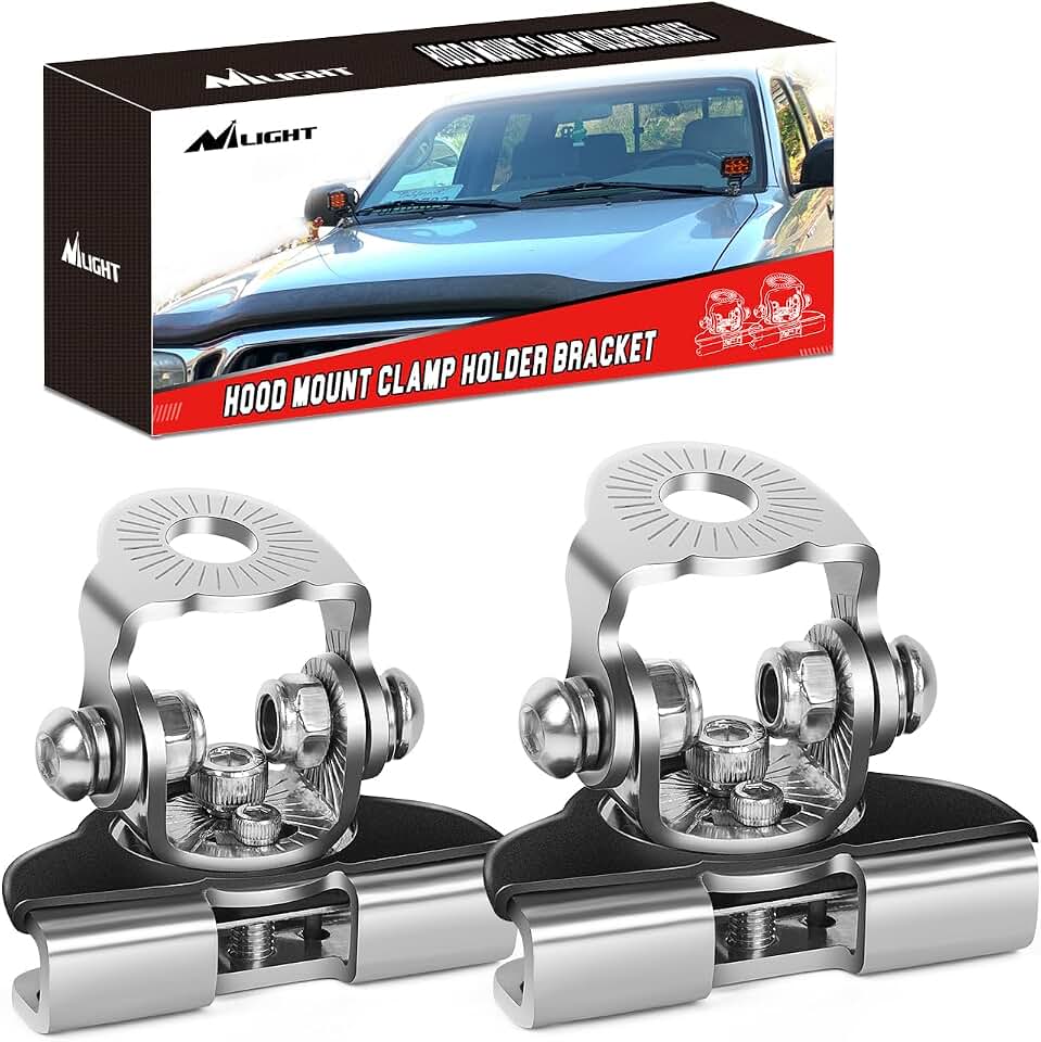 Nilight 2PCS Universal Adjustable LED Pod Light Mount Brackets | Pillar Hood Clamp Holder for Off Road Work Lights and Light Bars on Truck SUV Vehicles Silver Global Recycled Standard