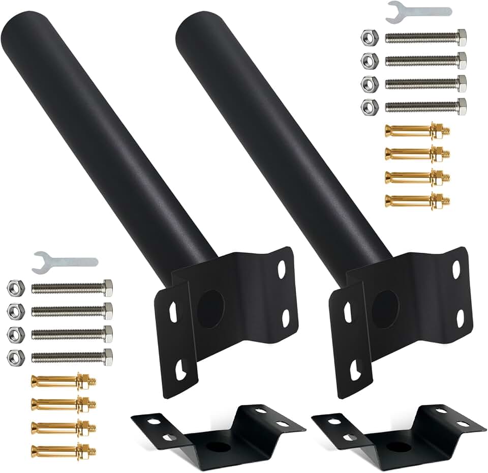 Light Pole Mount Bracket, 1.9 in Thickened Street Light Mount Arm Outdoor Heavy Duty Metal Pole Kit Led Solar Lamp Post Extension Metal Pole Holding Bracket Fit Flood Fog Spot Lighting (48mm 2Pcs)