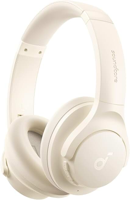 Soundcore by Anker Q20i Hybrid Active Noise Cancelling Headphones, White | Over-Ear, Bluetooth, 40H ANC Playtime, Hi-Res Audio, Big Bass, Transparency Mode, Customize via App, Travel, Home, Office TCO Certified