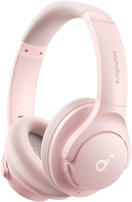 Soundcore by Anker Q20i Hybrid Active Noise Cancelling Headphones, Pink | Over-Ear, Bluetooth, 40H ANC Playtime, Hi-Res Audio, Big Bass, Transparency Mode, Customize via App, Travel, Home, Office