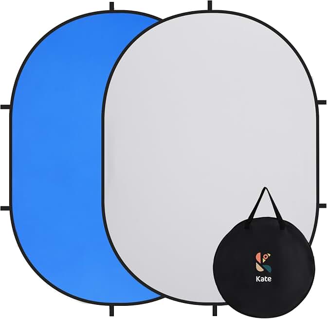 Kate Collapsible Pop-Up Blue Gray Backdrop for Self-Tape Auditions 581 | Collapsible Backdrop 5'x6.5'Blue Gray Portable Photography Background for Self-Tape Auditions, Professional Headshots Global Recycled Standard