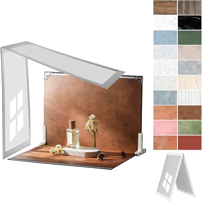 Photo Backdrop Board with Shadow Diffuser, 10 Pcs 20 Patterns | Waterproof, Food Photography Backgrounds, Tabletop Small Shooting Kit, For Product, Jewelry &amp; Makeup