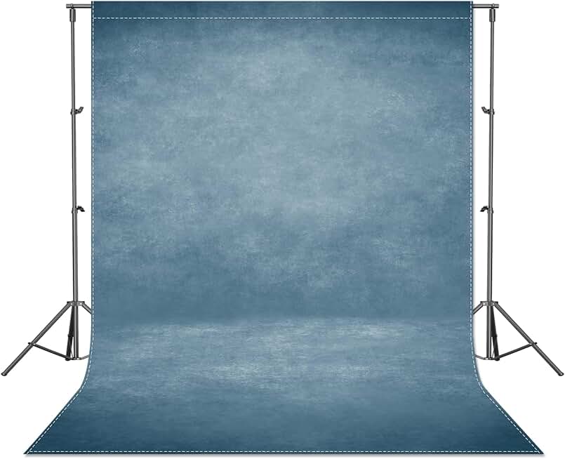 Fabric 5x7ft Blue Abstract Texture Photography Backdrop | No Stand No Clips, Portrait Photoshoot Background, Adult Newborn Child Headshot Photo Studio Booth Props, Rod Pocket On Top