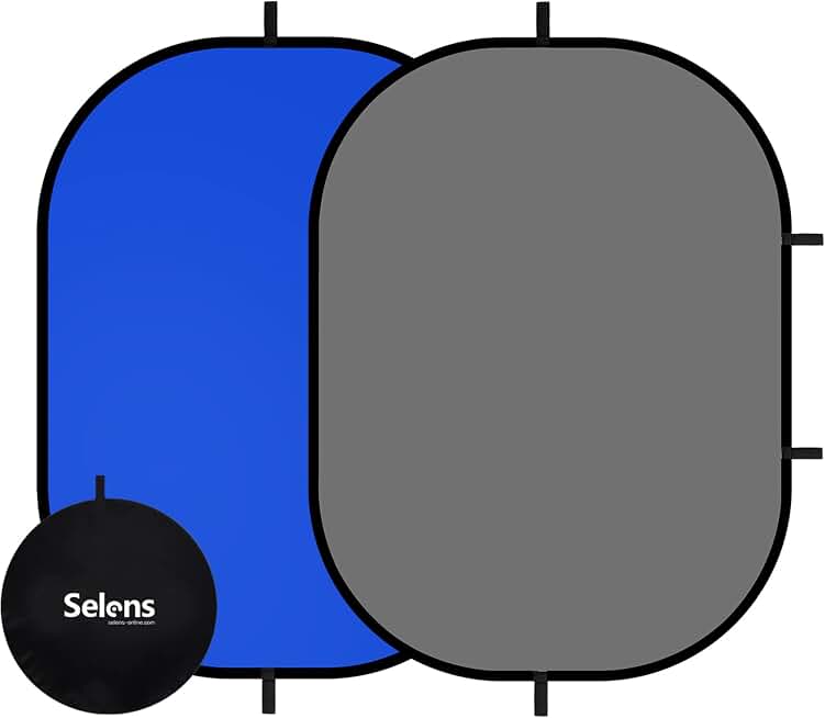 Selens Collapsible Backdrop 59x78.7inches Pop Up Blue Grey Background with | Carrying Bag for YouTube Streaming Photo Studio Portrait Photography Background Double Sided Backdrop Pop Up Screen 2 in 1