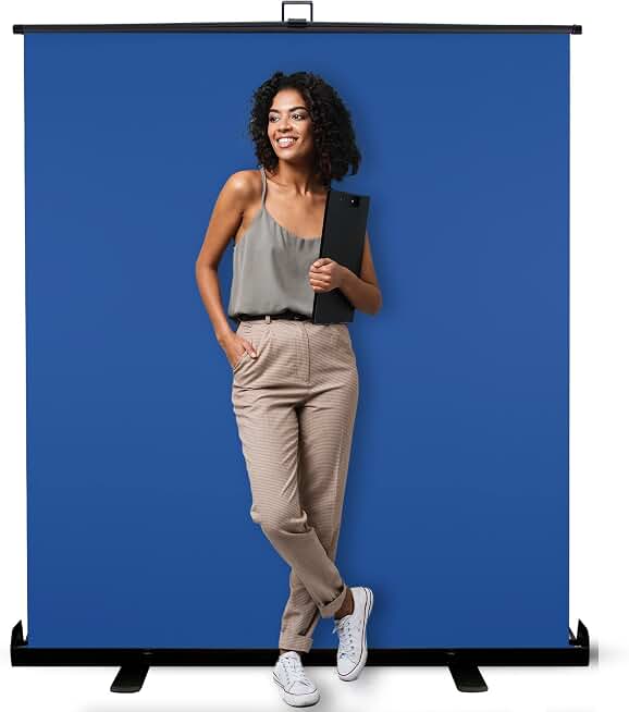 62-Inch Blue Screen Backdrop – Collapsible &amp; Portable Chromakey Background for Streaming, Video Calls, Photography, Zoom &amp; Gaming – Wrinkle-Resistant, High-Density Fabric, Easy Setup