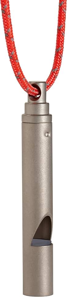 Vargo Titanium Emergency Whistle – Ultralight 100+ dB Pealess Safety Whistle with Reflective Neck Lanyard – Durable Survival Whistle for Hiking, Backpacking, Camping, and Emergency Kits