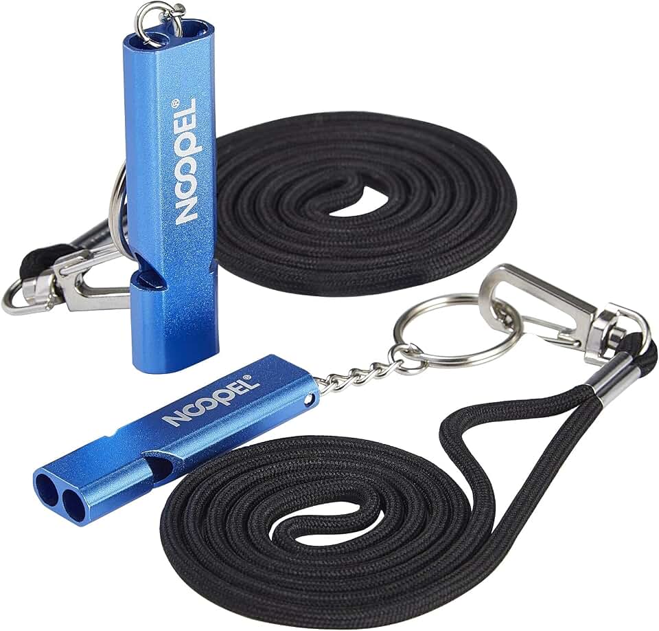 Noopel Emergency Whistles Lifeguard Safety Whistle with Lanyard and Keychain for Outdoor Camping Hiking Boating Backpacking Fishing Kayak Kids Rescue Signaling Loud Survival Whistle