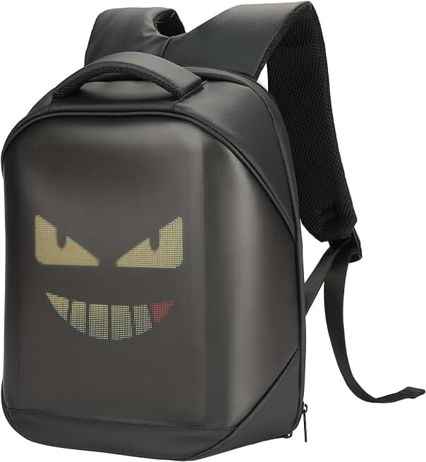 KEMIMOTO LED Backpack Programming Backpack for Motorcycle Travel and Camping Storage Laptop Backpack Global Recycled Standard