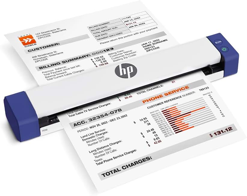 HP Small USB Document &amp; Photo Scanner for Portable 1-Sided Sheetfed Digital Scanning, Model HPPS100, for Home, Office &amp; Business, PC and Mac Compatible, HP WorkScan Software Included ENERGY STAR
